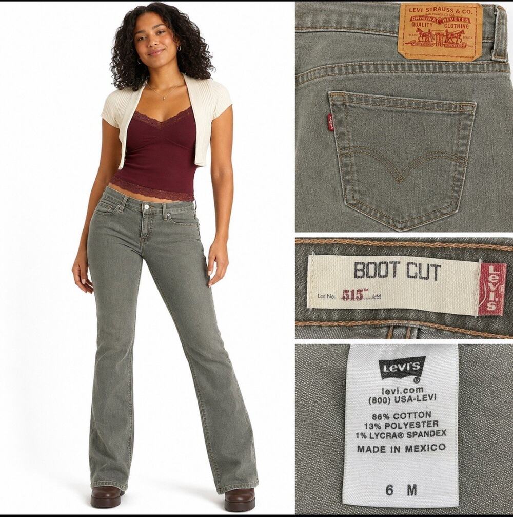Levi's 515 Women's Bootcut Jeans Size 6 Olive Gray Wash Stretch